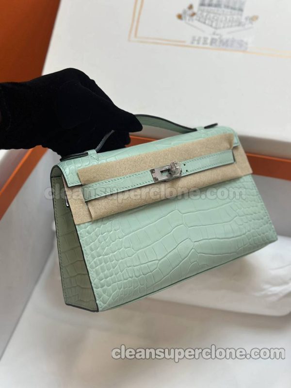 Hermes bag Super Clone picture and price mint green Handbag alligator women 3