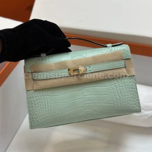 Handbag bag replica details and pricing mint green Hermes alligator women