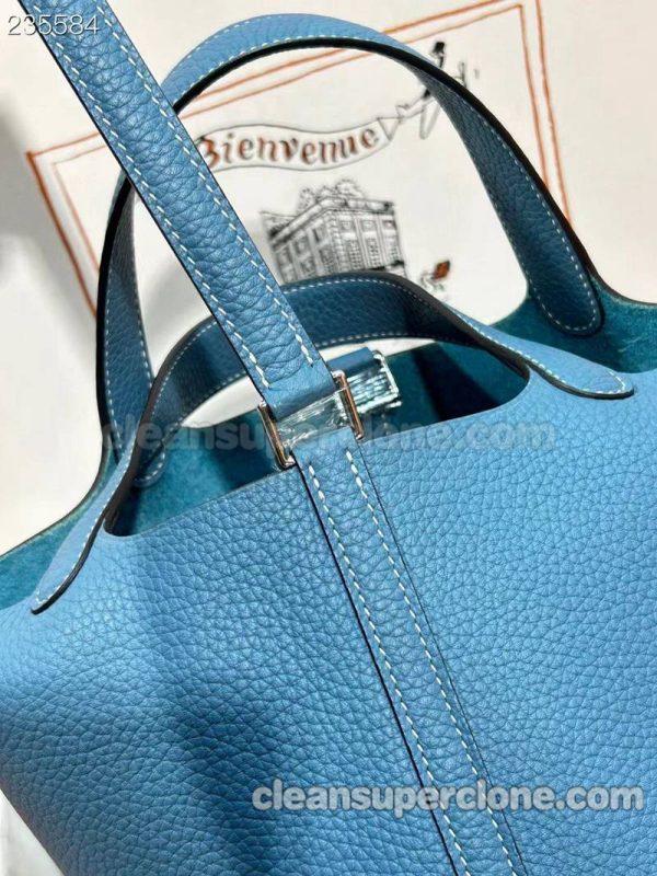 cowhide bag 1:1 Copy description and price Denim blue Hermes Handbag women 4