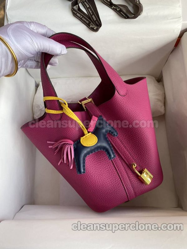 Hermes bag Super Clone picture and price rose purple Handbag cowhide women