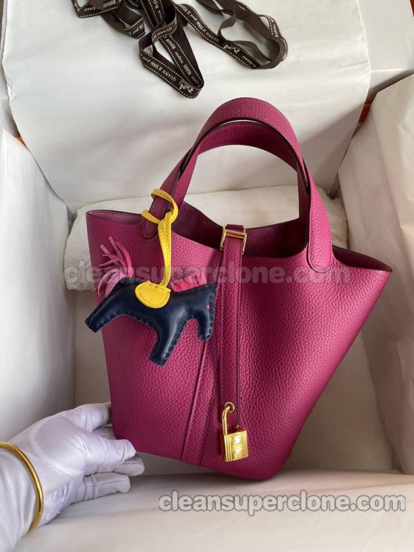 Hermes bag Super Clone picture and price rose purple Handbag cowhide women 2