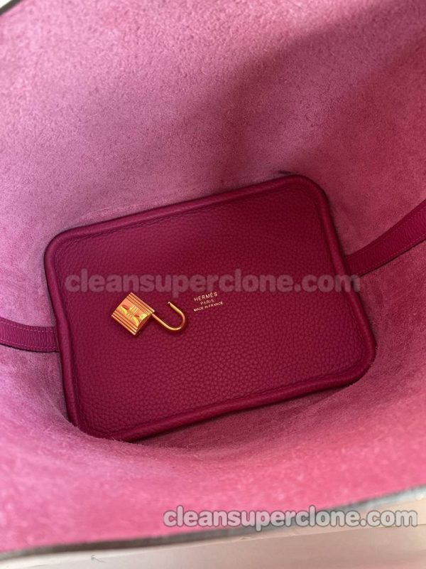 Hermes bag Super Clone picture and price rose purple Handbag cowhide women 5