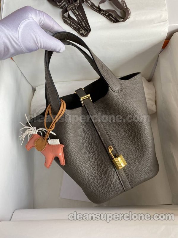 cowhide bag 1:1 Copy description and price Tinware grey Hermes Handbag women