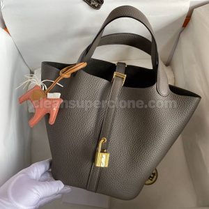 cowhide bag 1:1 Copy description and price Tinware grey Hermes Handbag women 2