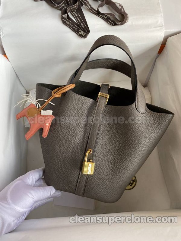 cowhide bag 1:1 Copy description and price Tinware grey Hermes Handbag women 2