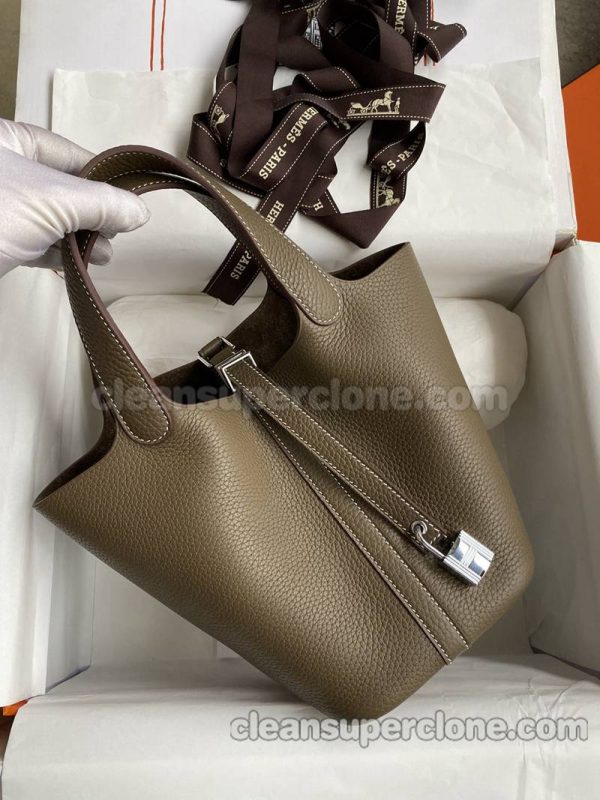 cowhide bag 1:1 Copy description and price elephant gray Hermes Handbag women