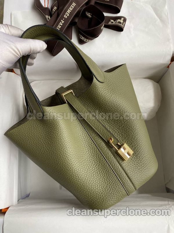 cowhide bag 1:1 Copy description and price sage green Hermes Handbag women