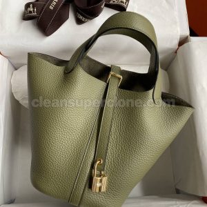 cowhide bag 1:1 Copy description and price sage green Hermes Handbag women 2