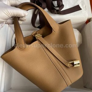 Hermes bag Super Clone picture and price Biscuit color Handbag cowhide women