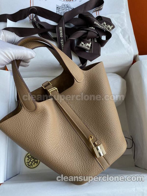 Handbag bag replica details and pricing milk tea color Hermes cowhide women