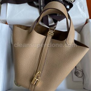 Handbag bag replica details and pricing milk tea color Hermes cowhide women 2