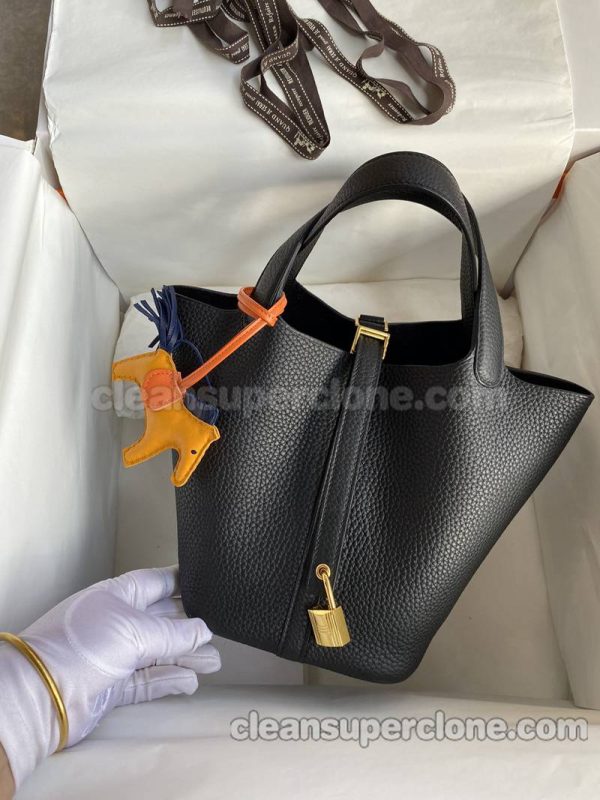 cowhide bag 1:1 Copy description and price blackr Hermes Handbag women 2