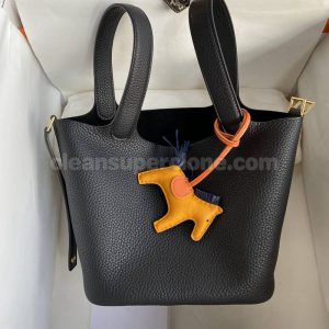 cowhide bag 1:1 Copy description and price blackr Hermes Handbag women 7