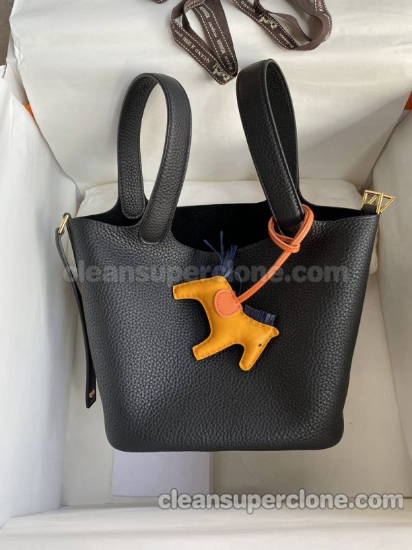 cowhide bag 1:1 Copy description and price blackr Hermes Handbag women 7