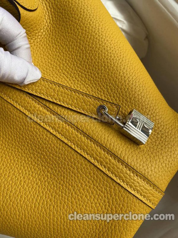 Handbag bag replica details and pricing yellow amber Hermes cowhide women 3