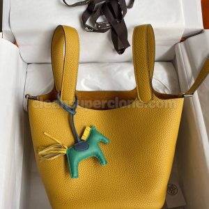 Handbag bag replica details and pricing yellow amber Hermes cowhide women 7