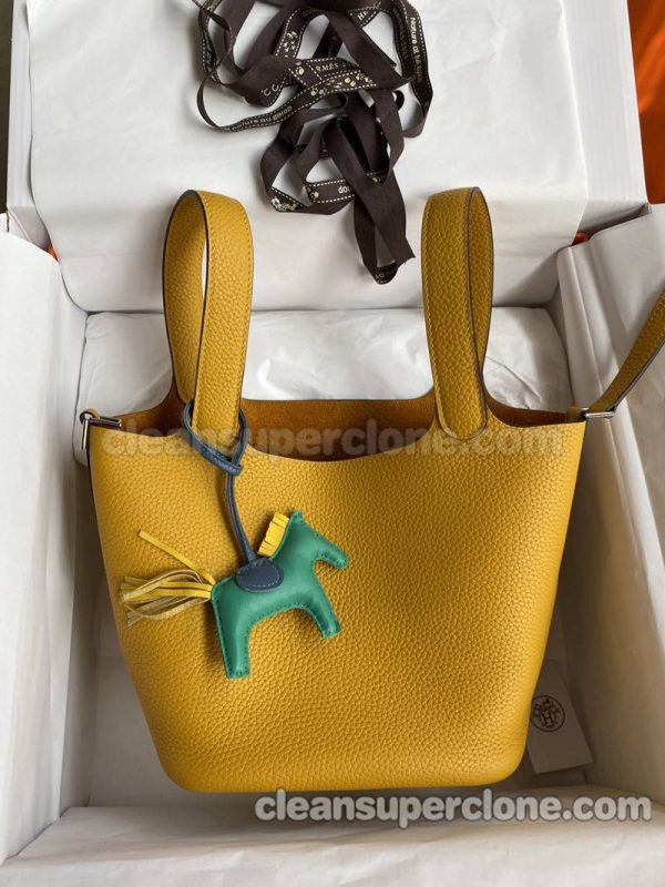 Handbag bag replica details and pricing yellow amber Hermes cowhide women 7