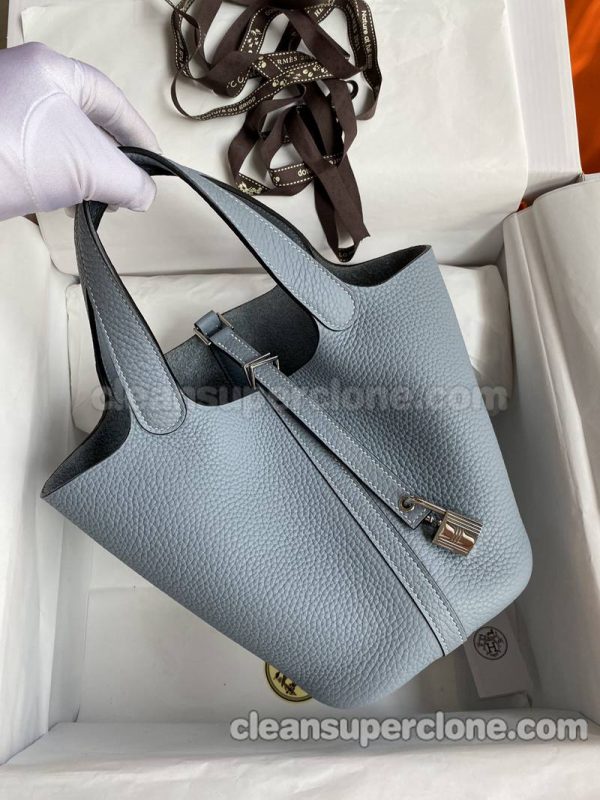 cowhide bag 1:1 Copy description and price Linen blue Hermes Handbag women