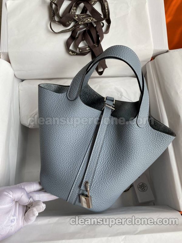 cowhide bag 1:1 Copy description and price Linen blue Hermes Handbag women 2