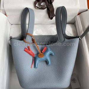 cowhide bag 1:1 Copy description and price Linen blue Hermes Handbag women 7