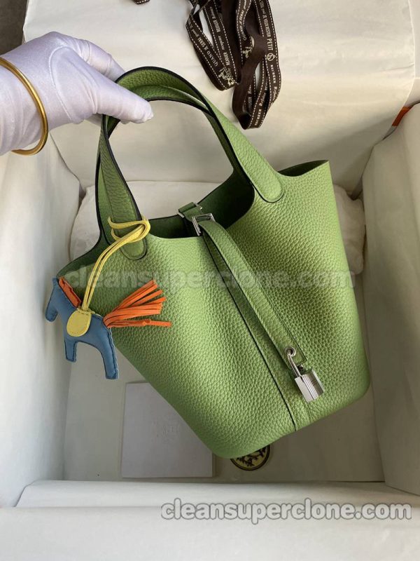 cowhide bag 1:1 Copy description and price avocado green Hermes Handbag women