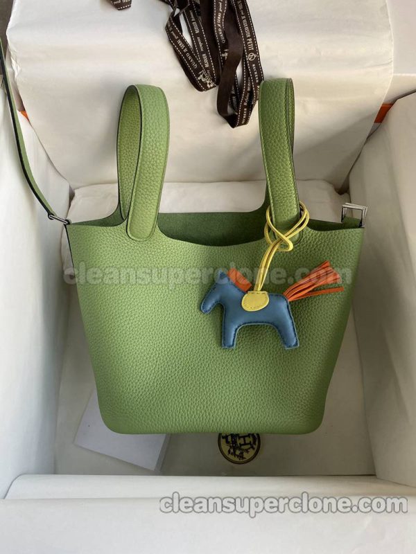 cowhide bag 1:1 Copy description and price avocado green Hermes Handbag women 7