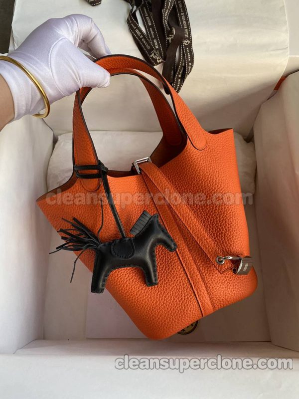 Hermes bag Super Clone picture and price orange Handbag cowhide women