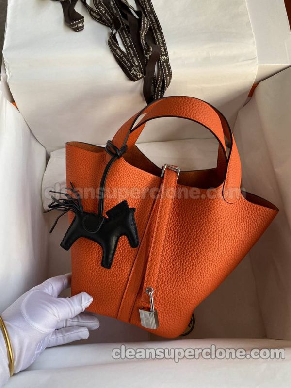 Hermes bag Super Clone picture and price orange Handbag cowhide women 2