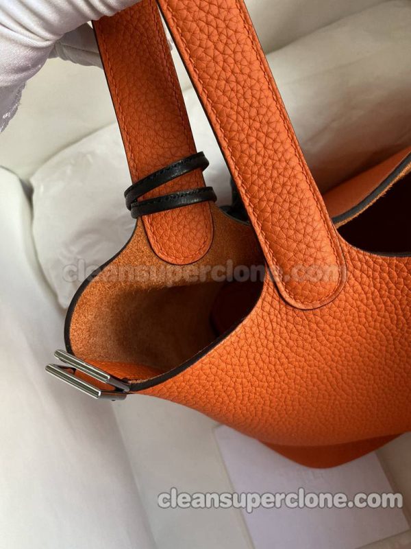 Hermes bag Super Clone picture and price orange Handbag cowhide women 6