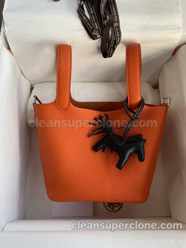 Hermes bag Super Clone picture and price orange Handbag cowhide women 7