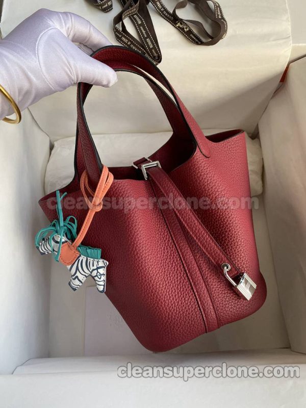 cowhide bag 1:1 Copy description and price ruby red Hermes Handbag women