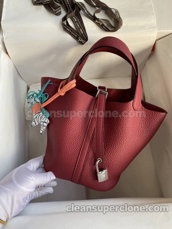 cowhide bag 1:1 Copy description and price ruby red Hermes Handbag women 2