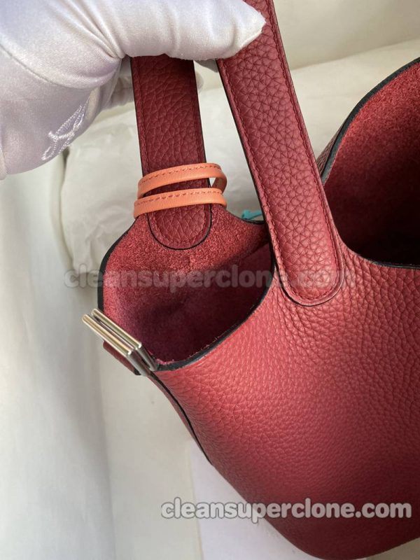 cowhide bag 1:1 Copy description and price ruby red Hermes Handbag women 6