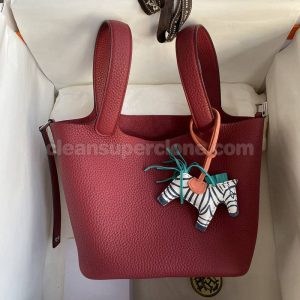 cowhide bag 1:1 Copy description and price ruby red Hermes Handbag women 7