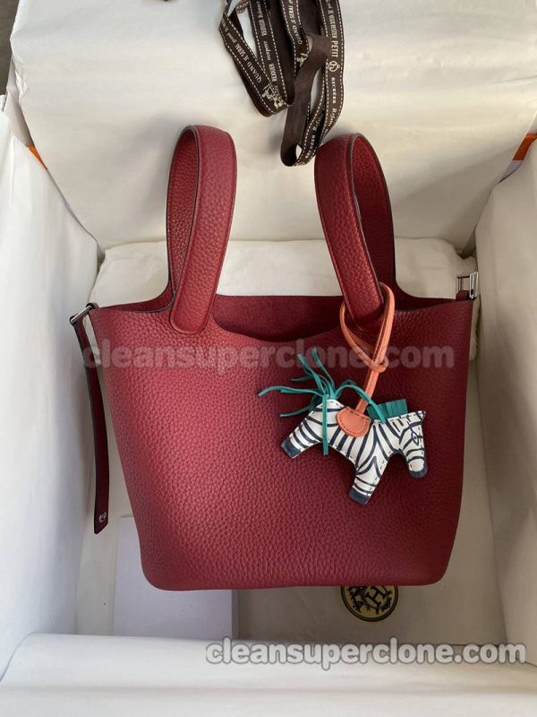 cowhide bag 1:1 Copy description and price ruby red Hermes Handbag women 7