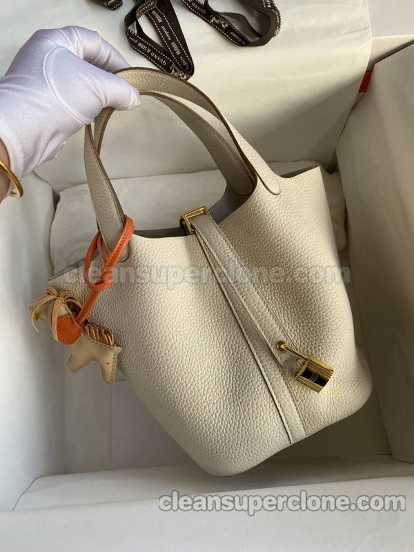 Hermes bag Super Clone picture and price milkshake white Handbag cowhide women