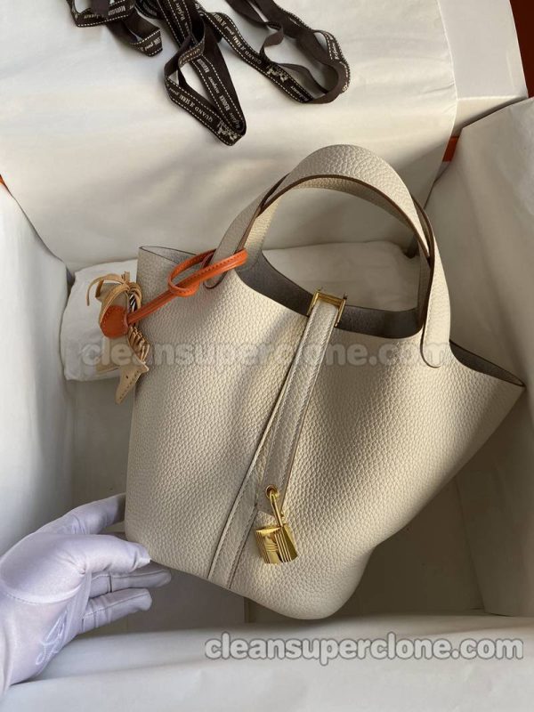 Hermes bag Super Clone picture and price milkshake white Handbag cowhide women 2