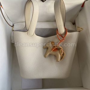 Hermes bag Super Clone picture and price milkshake white Handbag cowhide women 7