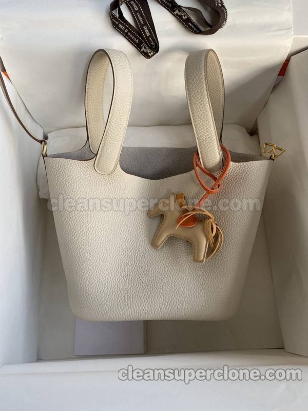 Hermes bag Super Clone picture and price milkshake white Handbag cowhide women 7