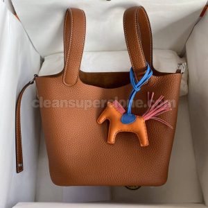 cowhide bag 1:1 Copy description and price gold brown Hermes Handbag women 6