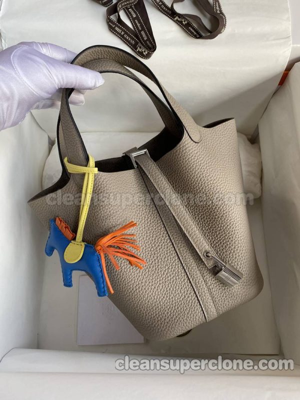 Hermes bag Super Clone picture and price Asphalt grey Handbag cowhide women