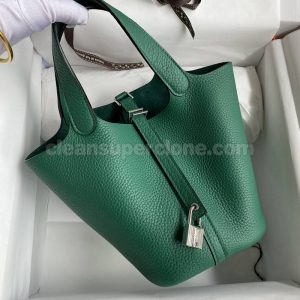 Handbag bag replica details and pricing Peacock green Hermes cowhide women