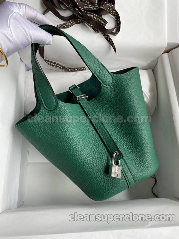 Handbag bag replica details and pricing Peacock green Hermes cowhide women