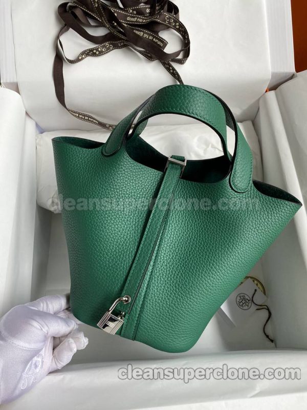 Handbag bag replica details and pricing Peacock green Hermes cowhide women 2