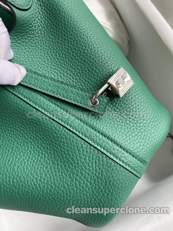 Handbag bag replica details and pricing Peacock green Hermes cowhide women 3