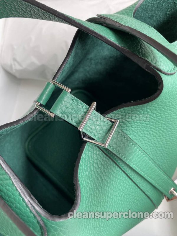 Handbag bag replica details and pricing Peacock green Hermes cowhide women 5