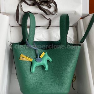 Handbag bag replica details and pricing Peacock green Hermes cowhide women 7