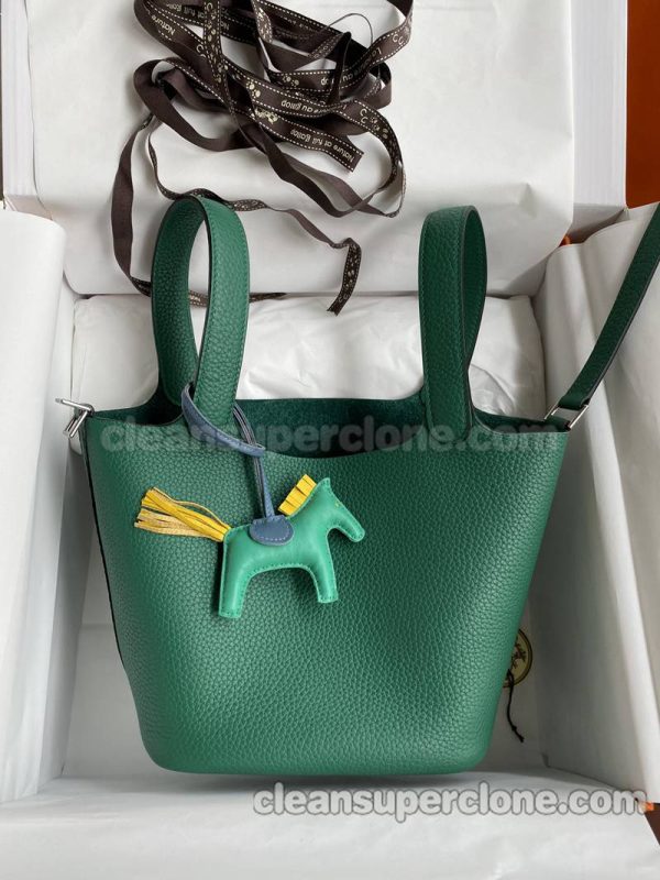 Handbag bag replica details and pricing Peacock green Hermes cowhide women 7