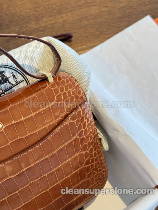 Hermes bag Super Clone picture and price caramel colour Crossbody Shoulder alligator women 7