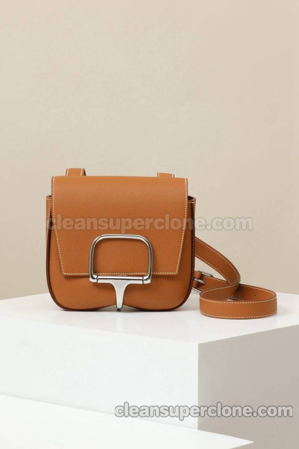 Crossbody bag replica details and pricing gold brown Hermes Shoulder cowhide women